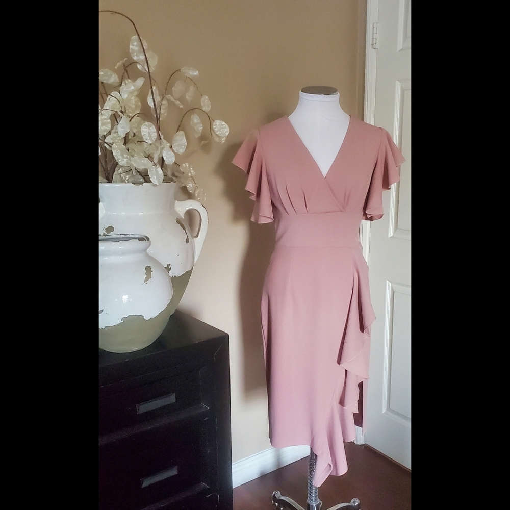 Soft Mauve Ruffle Detail Dress